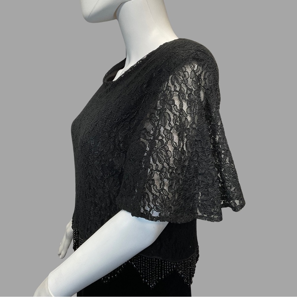 Dressy Betsy Women's 14 Black Lace Velvet Beaded Formal Dress Elegant Evening - Picture 3 of 4